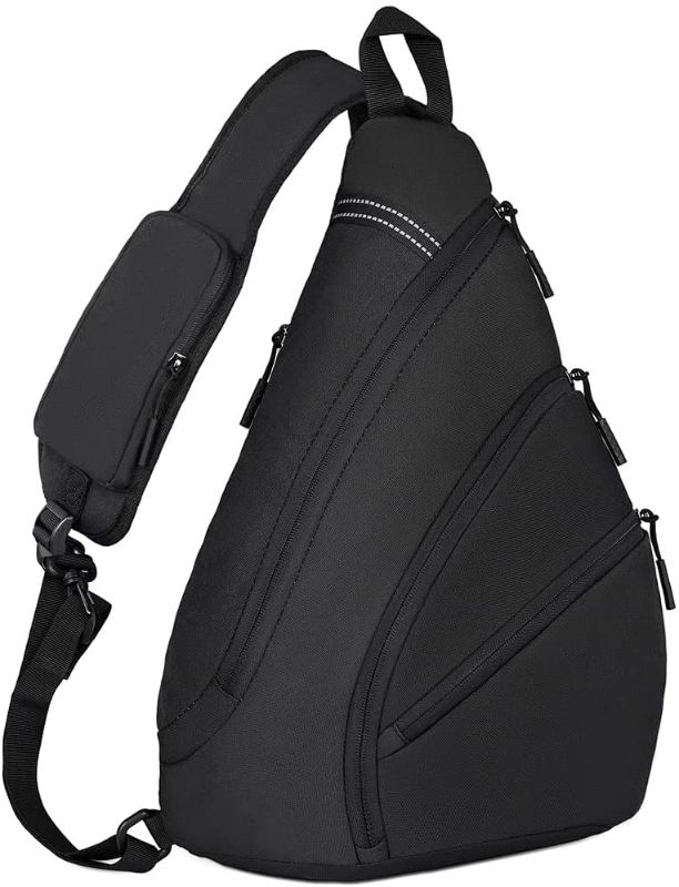 Photo 1 of Sling Bag Backpack Crossbody Men - Large Capacity Shoulder Purse Chest Pack Waterproof Large Tactical for Casual Travel Hiking Fishing Outdoor Slingbag Daypack (Black)
