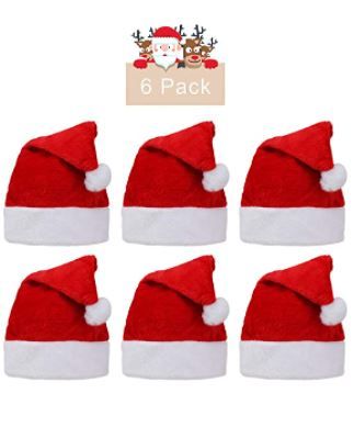 Photo 1 of 6 pcs Soft Plush Santa Hat Cap|Xmas Holiday Hat|Christmas Hats|Santa Claus Cap?for Christmas New Year Festive Holiday Party Supplies?Velvet Plush Super Soft Thickening for Adult and Kids (soft plush)
