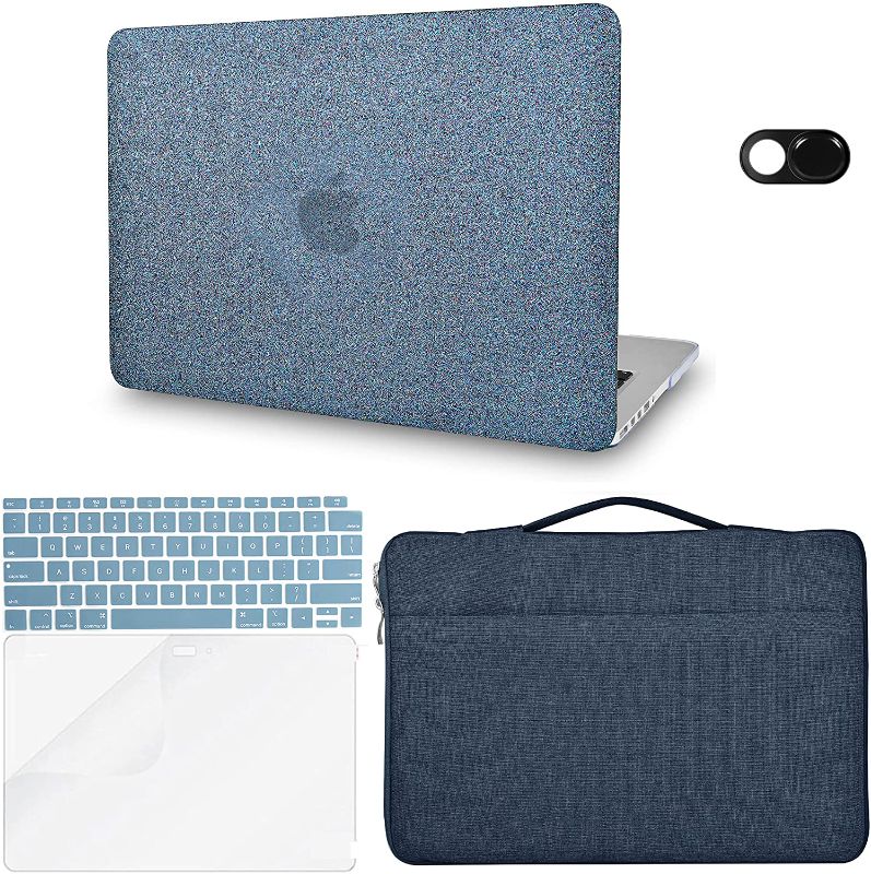 Photo 1 of KECC Compatible with MacBook Air 13 inch Case A1369/A1466 Plastic Hard Shell + Keyboard Cover + Sleeve Bag+ Screen Protector + Webcam Cover ((Dark Turquoise Sparkling)
