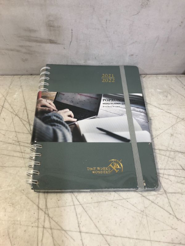 Photo 2 of Academic Planner 2021-2022 with Hourly Schedule & Vertical Weekly Layout - Agenda August 2021 - August 2022 with Monthly Calendar, Note & Contact Pages, Hardcover, 6.5" x 8.5", Grey
