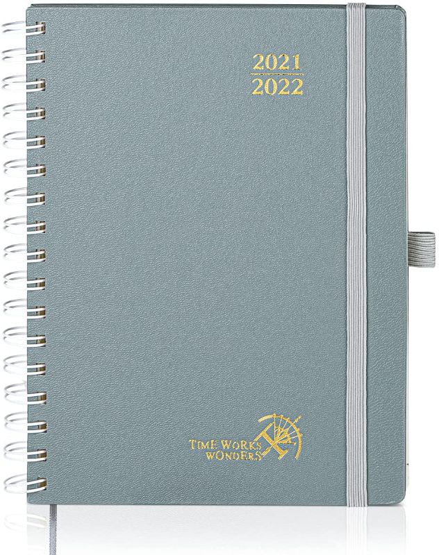 Photo 1 of Academic Planner 2021-2022 with Hourly Schedule & Vertical Weekly Layout - Agenda August 2021 - August 2022 with Monthly Calendar, Note & Contact Pages, Hardcover, 6.5" x 8.5", Grey
