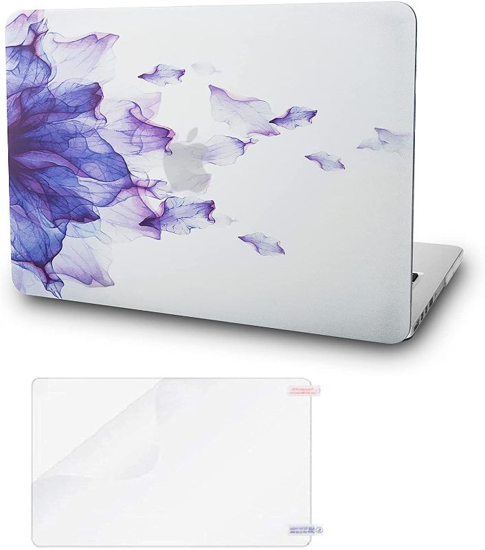 Photo 1 of KECC Compatible with MacBook Air 13 inch Case 2022 2021 2020 2019 2018 Release A2337 M1 A2179 A1932 Retina Display + Touch ID Protective Plastic Hard Shell + Screen Protector (Purple Flower)
