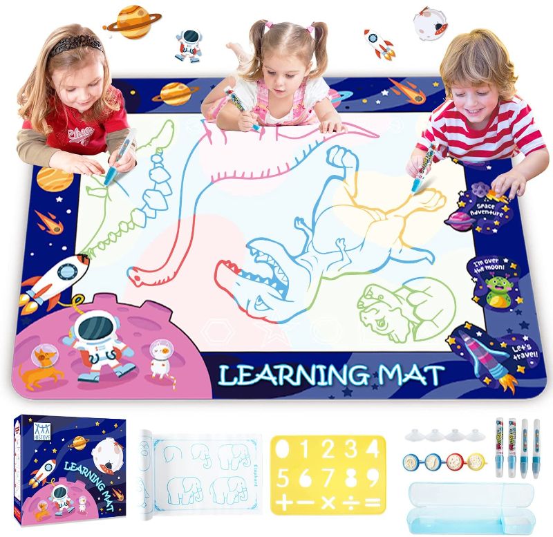 Photo 1 of HISTOYE Water Doodle Mat Large Size Water Drawing Mat for Kid 40x32 Aqua Magic Doodle Mat for Toddlers Coloring Painting Mat Learning Toys Gifts for 3 4 5 6 7 8+Years Old Girls Boys Christmas Gifts
