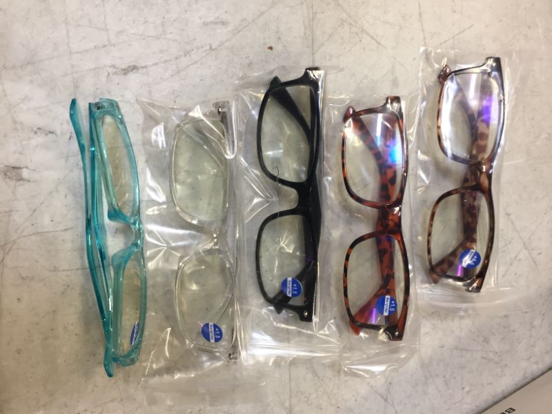 Photo 1 of BLS 5 Pack Reading Glasses, Fashion Square Computer Glasses Anti UV Ray/Eye Strain/Glare Women/Men 1.5 x