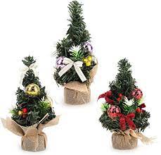 Photo 1 of 3 Pieces Mini Artificial Christmas Tree, Small 8 inches Tall Christmas Pine Tree with Ornaments for Tabletops, Home and Office Decoration