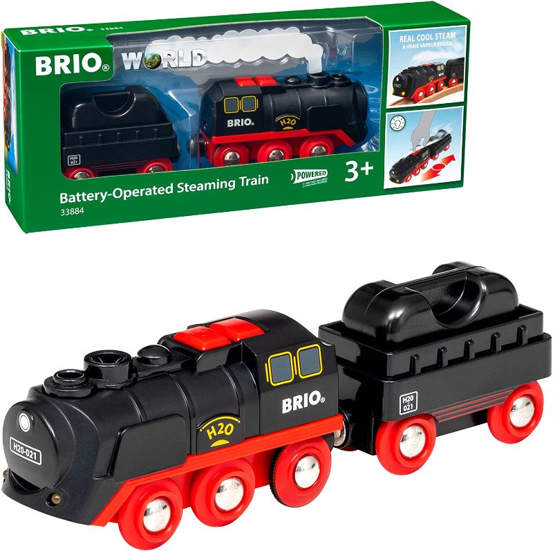 Photo 1 of BRIO World 33884 Battery-Operated Steaming Train | Toy Train with Light and Steam Effects for Kids Age 3 and Up , Black
