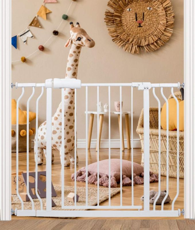 Photo 1 of HOOEN Narrow Baby Gate for Stairs Doorways Hallways Pressure Mounted Baby Gate Walk Through Dogs Gates Child Gates for Kids or Pets Indoor Safety Gates 38.5 to 43.5 Inch Wide
