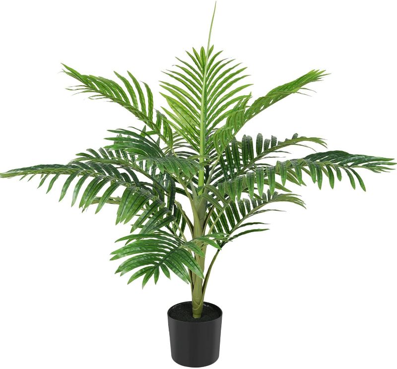 Photo 1 of Artiflr Artificial Areca Palm Plan Fake Palm Tree, Faux Tree for Indoor Outdoor Modern Decoration Feaux Dypsis Lutescens Plants in Pot for Home Office (2.8Ft)
