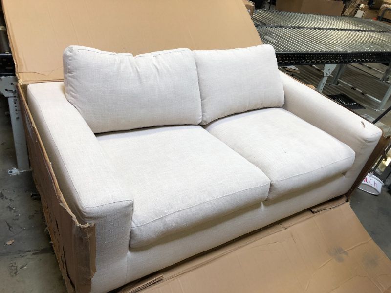 Photo 4 of Amazon Brand - Stone & Beam Westview Extra-Deep Down-Filled Loveseat Sofa Couch, 75.6"W, Cream
