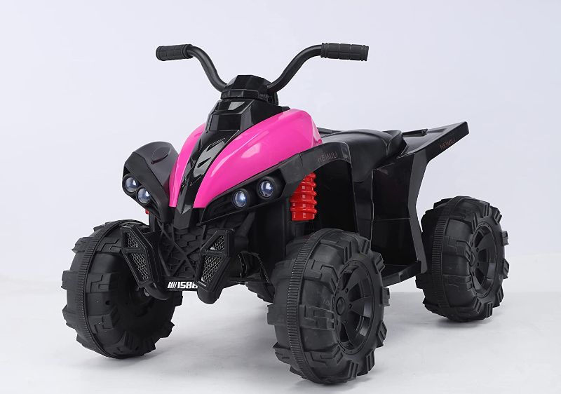 Photo 1 of Heimili 12V Power Wheel Kids Electric ATV Ride-On, 4 Wheeler Kids Electric Cars, Led Lighting, Large Four Wear-Resisting Wheels for All of Pavements Bonus Wrist and Knee Pads PINK
