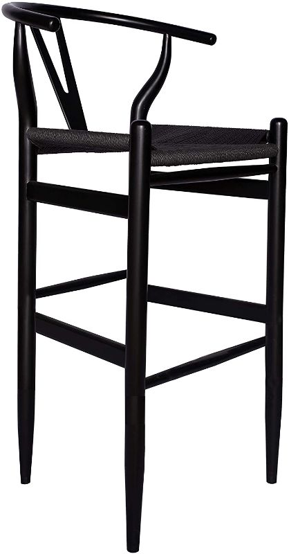 Photo 1 of Amazon Brand – Stone & Beam Wishbone Barstool, 42.2"H, Beech Wood, Black / Black
