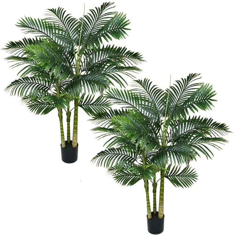 Photo 1 of DearHouse 2Pack Artificial Areca Palm Tree, 5 Feet Fake Palm Plant Tree Faux Tree for Indoor Outdoor Modern Decoration Plants in Pot for Home Office