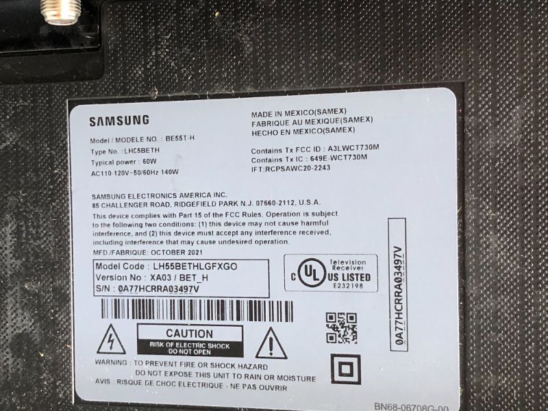 Photo 5 of Samsung 55-Inch BE55T-H Pro TV | Commercial | Easy Digital Signage Software | 4K | HDMI | USB | TV Tuner | Speakers | 250 nits
(( OPEN BOX ))
** MISSING ACCESSORIES & SCREEN IS DAMAGED **