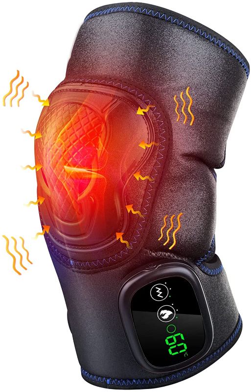 Photo 1 of Heated Knee Massager Heated Vibration Knee Brace Wrap Wireless , 3-Level Adjustable Heating Massage Function with LED Temperature Display Screen