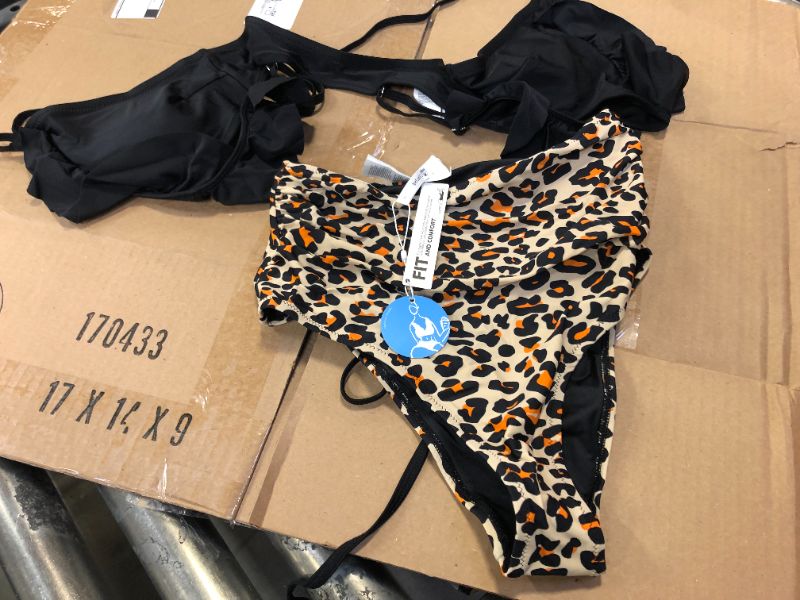 Photo 2 of Black And Leopard Falbala Bikini- SMALL