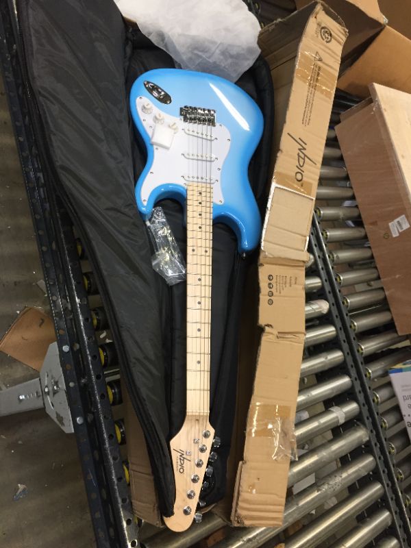 Photo 1 of Monoprice Cali Classic Electric Guitar - Blue Burst, 6 Strings, Double-Cutaway Solid Body, Right Handed, SSS Pickups, Full-Range Tone, with Gig Bag, Perfect for Beginners - Indio Series