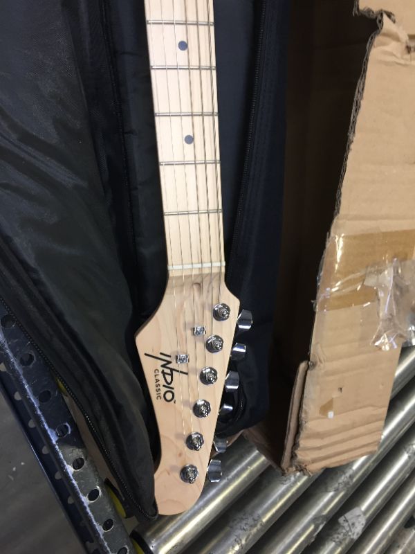 Photo 1 of Monoprice Cali Classic Electric Guitar - Blue Burst, 6 Strings, Double-Cutaway Solid Body, Right Handed, SSS Pickups, Full-Range Tone, with Gig Bag, Perfect for Beginners - Indio Series