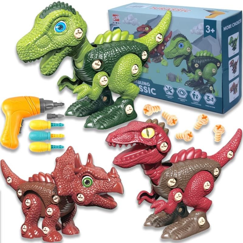 Photo 1 of EMOCCI Take Apart Dinosaur Toys, Dinosaur Building Toy Set STEM Learning Construction Dino Tool Engineering Play Kit for Kids 3-5 5-7 Year Old with Electric...
