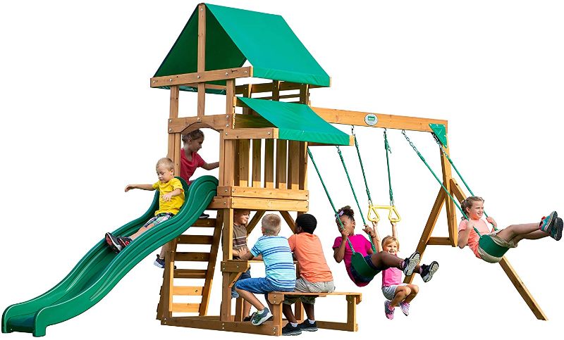 Photo 1 of Backyard Discovery Belmont All Cedar Wood Playset Swing Set
BOX 3 OF 3