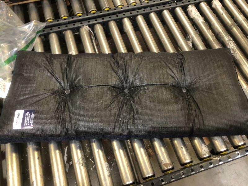 Photo 2 of  The Gripper Non-Slip Tufted Omega Universal Bench Cushion, Indigo, 36"
