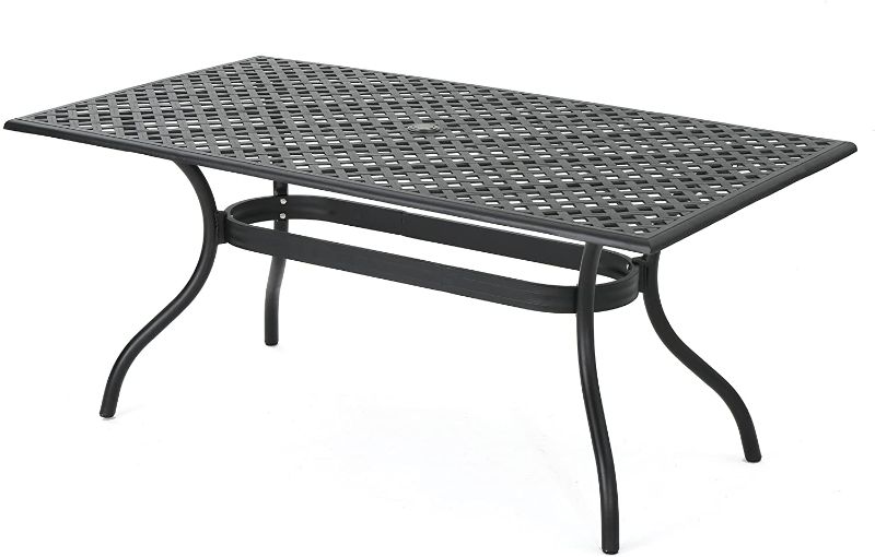 Photo 1 of Christopher Knight Home Cayman Cast Aluminum Rectangle Table, Black Sand