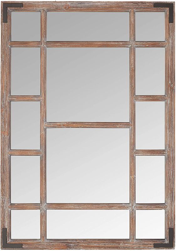 Photo 1 of Amazon Brand – Stone & Beam Vintage Wooden Grid Wall Mirror, 39.25"H, Dark Stain
