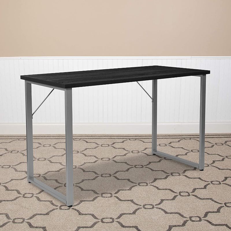 Photo 1 of Flash Furniture Harvey Black Finish Computer Desk with Silver Metal Frame
