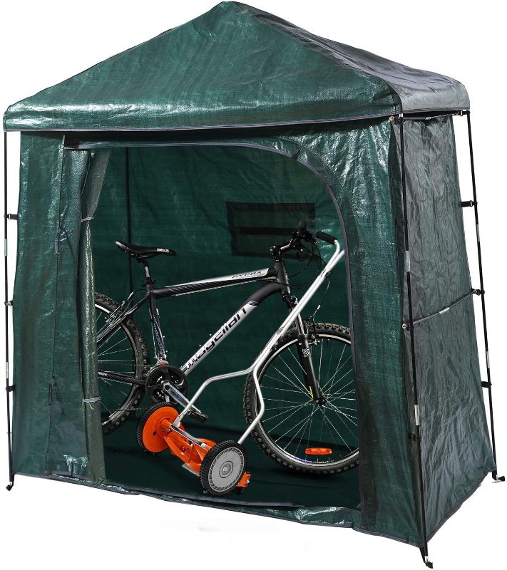 Photo 1 of Bravindew Storage Tent Bike Storage shed Waterproof Garden Backyard Storage Buildings Sheds Heavy Duty Space Saving All Season Reusable Bike Shed with Waterproof Cover
