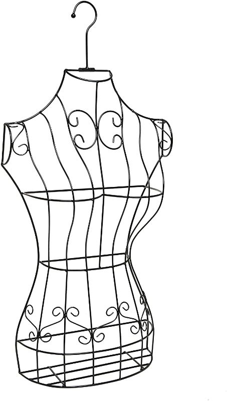 Photo 1 of Black Metal Wire Frame Hanging Dress Form Torso Mannequin, Women Clothing Display Sewing Dress Form Bust
