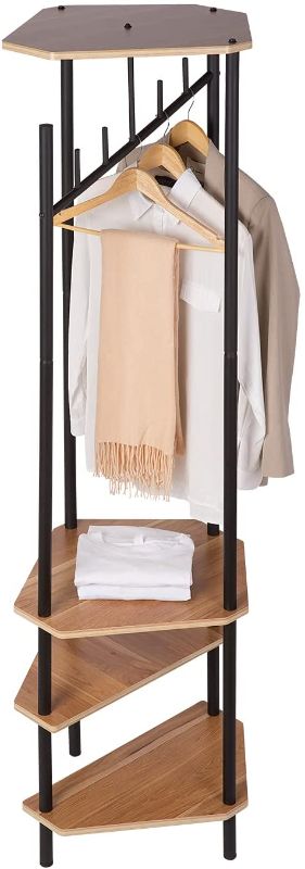 Photo 1 of DESIHOM Vintage Corner Hall Tree, Thickened MDF Material Entryway Coat Rack with Shoe Bench
