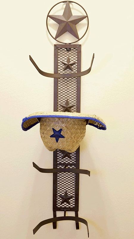 Photo 1 of BestGiftEver Metal Star 4 Cowboy Hat Rack Fold-Up Wall Hanging Decoration Rustic Western Style
