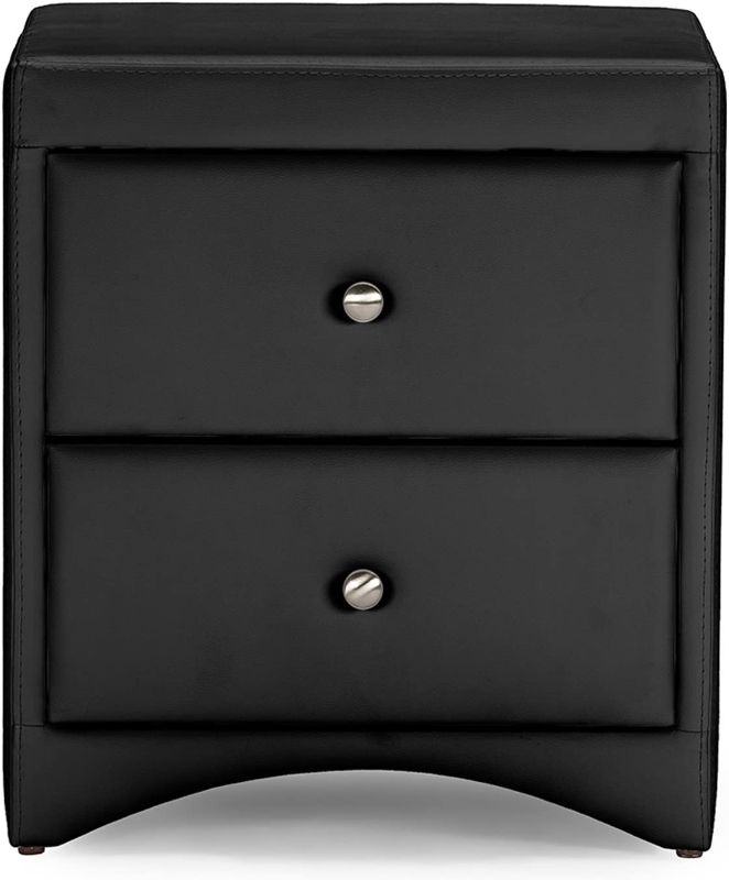 Photo 1 of Baxton Studio Dorian Faux Leather Upholstered Modern Nightstand, Black
