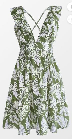 Photo 1 of Meghan Leafy Ruffle Trim Dress  XL
