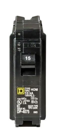 Photo 1 of Homeline 15 Amp Single-Pole Circuit Breaker
