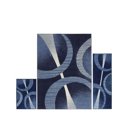 Photo 1 of 769924403150 3 Piece Ariana Arcata Area Geometric Rug Set - Navy Blue
