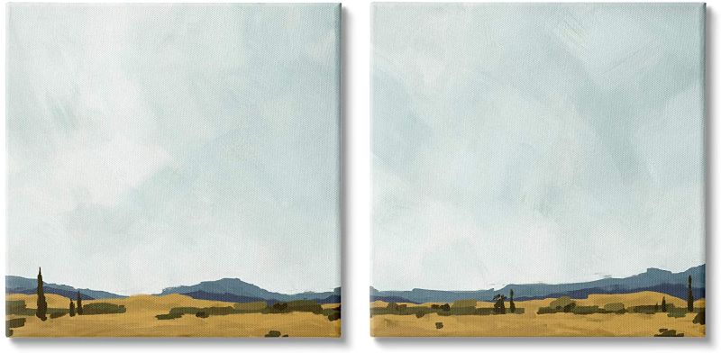 Photo 1 of Stupell Industries Mountain Meadow Landscape Countryside Abstraction, Design by Jacob Green Canvas Wall Art, 2pc, Each 17 x 17, Blue