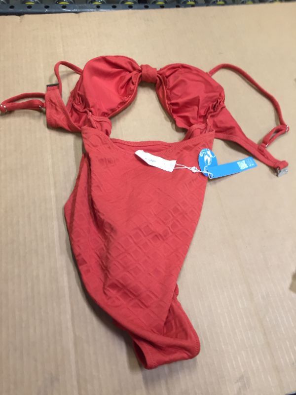 Photo 1 of Daleyza Orange Scalloped Back Hook Cat Out One Piece Swimsuit M
