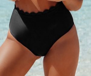 Photo 1 of Black Scalloped High Waisted Bikini Bottom XS

