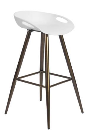 Photo 1 of 27.6 in. H White Counter Height Chairs Pub Stools Bronze Leg Bar Stools