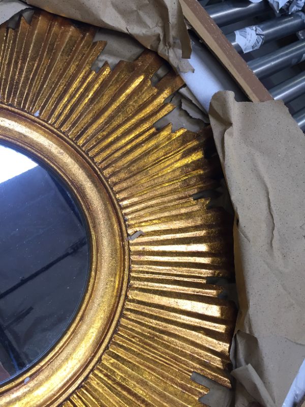 Photo 2 of Creative Co-Op Round Sunburst Wall Mirror with Gold Finish
