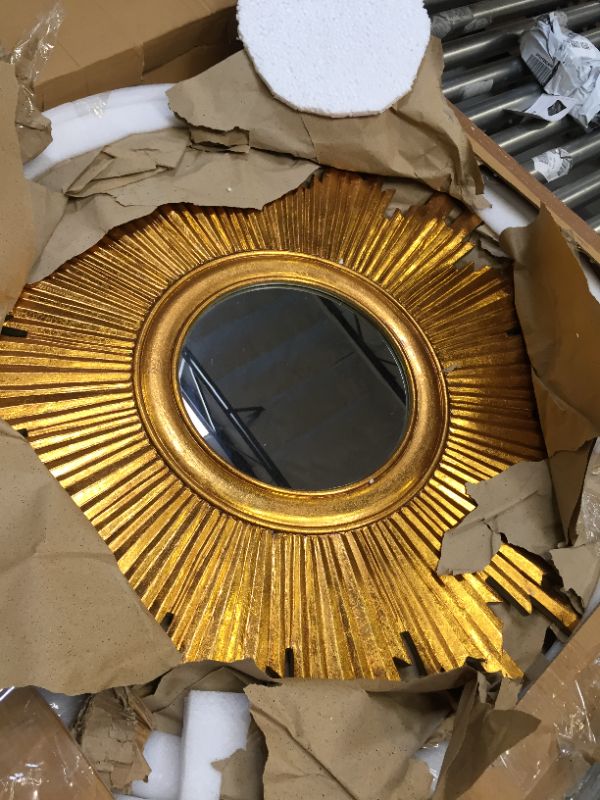 Photo 3 of Creative Co-Op Round Sunburst Wall Mirror with Gold Finish
