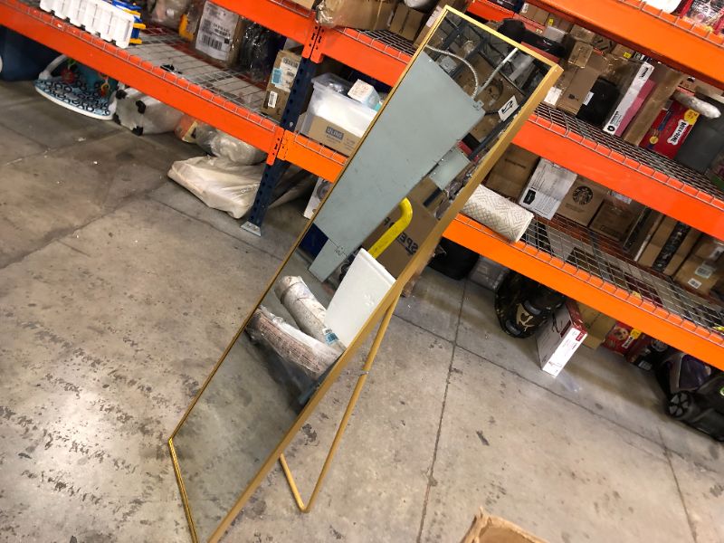 Photo 8 of Beauty4U Full Length Mirror Floor Mirror Hanging Standing or Leaning, Bedroom Mirror Wall-Mounted Mirror with Gold Aluminum Alloy Frame, 59" x 15.3-/4"

