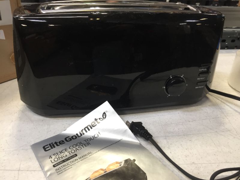 Photo 3 of Elite Gourmet 4 Slice Long Slot Cool Touch Toaster, Black
