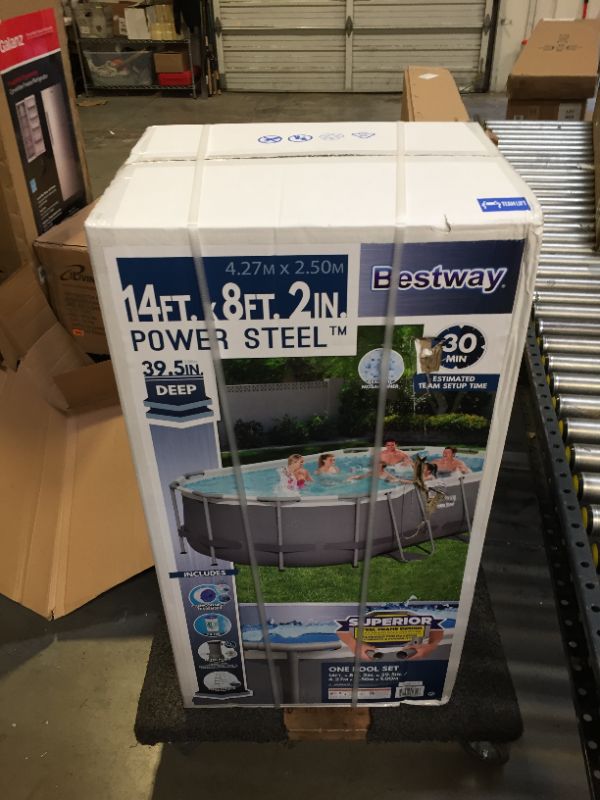 Photo 2 of Bestway 1056622USX22 Above Ground Frame Pools, 14' x 8'2" x 39.5", Grey
