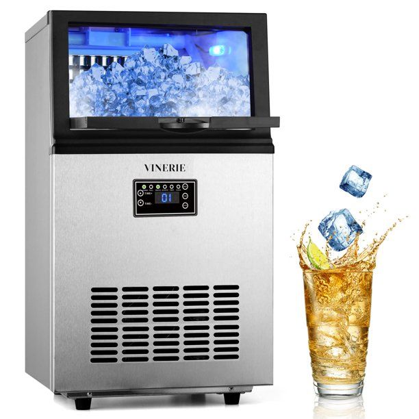 Photo 1 of VINERIE Ice Mahcine Freestanding Stainless Steel Commercial Ice Maker Machine
