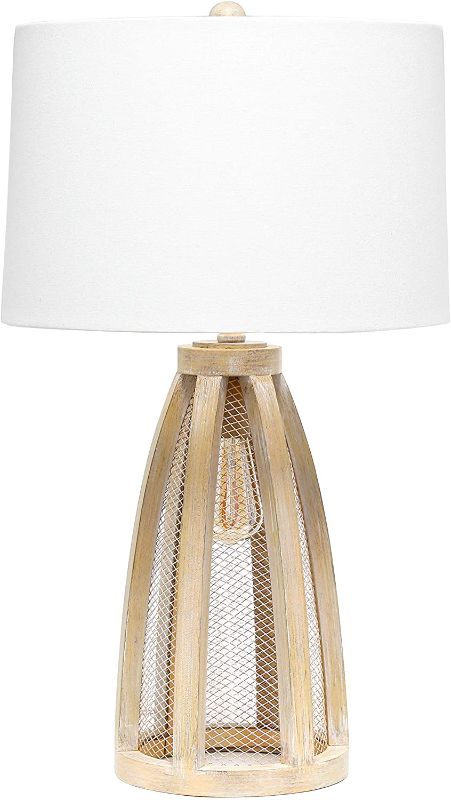 Photo 1 of Elegant Designs LT3309-NWD Vintage Farmhouse Netted 2 Light Table Lamp, Natural Wood

