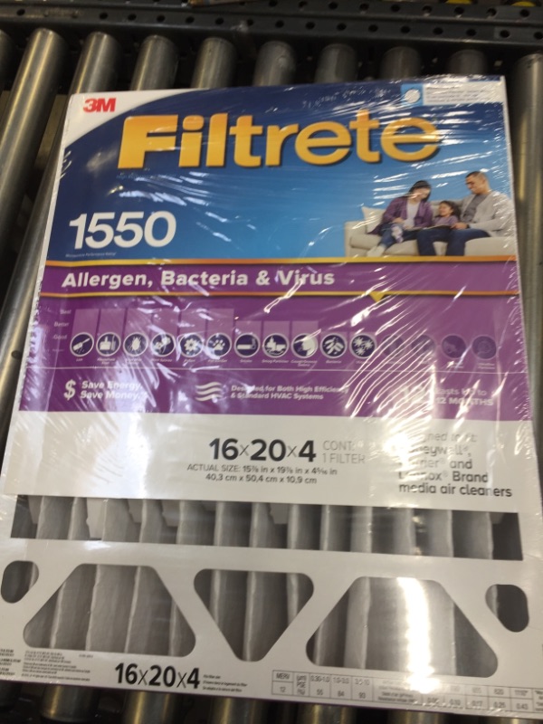 Photo 2 of 3M Filtrete 20 In. x 25 In. x 5 In. Allergen, Bacteria & Virus 1550 MPR Deep Pleat Furnace Filter

