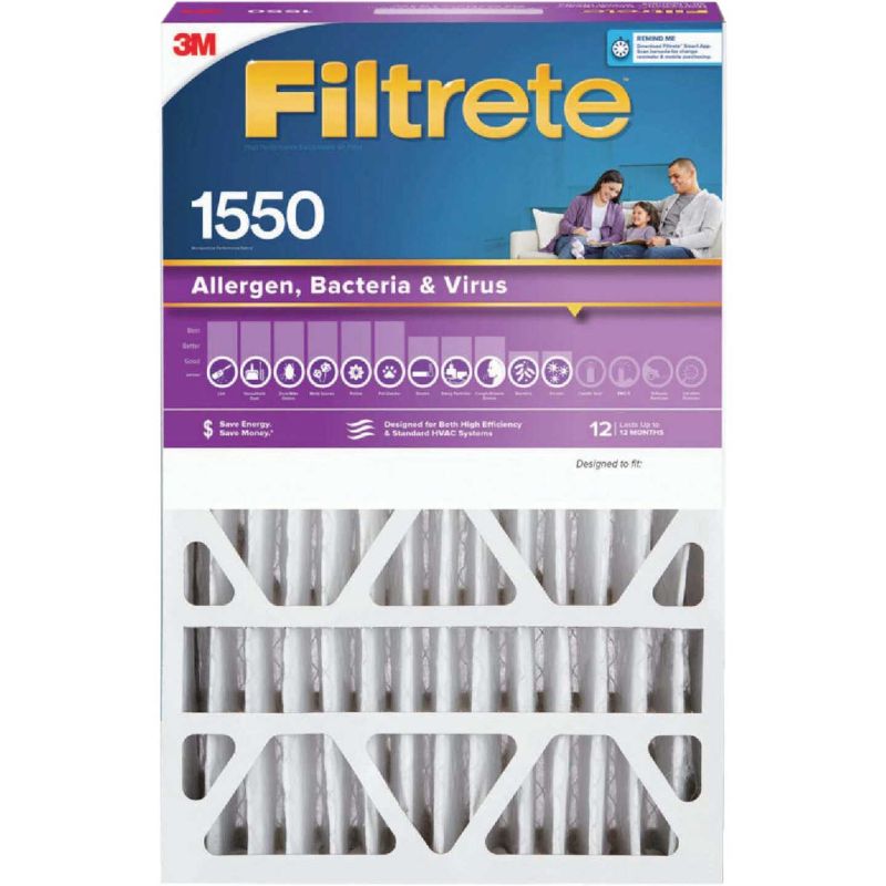 Photo 1 of 3M Filtrete 20 In. x 25 In. x 5 In. Allergen, Bacteria & Virus 1550 MPR Deep Pleat Furnace Filter

