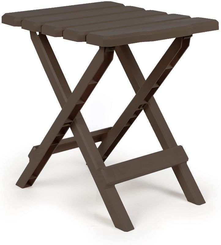 Photo 1 of Camco Adirondack Portable Outdoor Folding Side Table, Perfect for The Beach, Camping, Picnics, Cookouts and More, Weatherproof and Rust Resistant - Mocha (51882)
