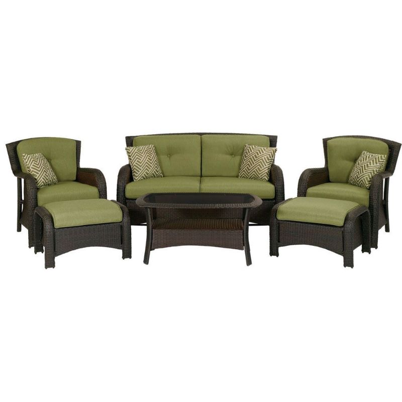 Photo 1 of  6-Piece Deep Wicker Patio Seating Set with Cilantro Green Cushions -- EVERYTHING INCLUDED --- 